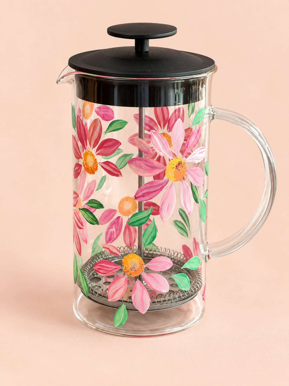 Hand-painted Coffee Plunger - Spring Blossom