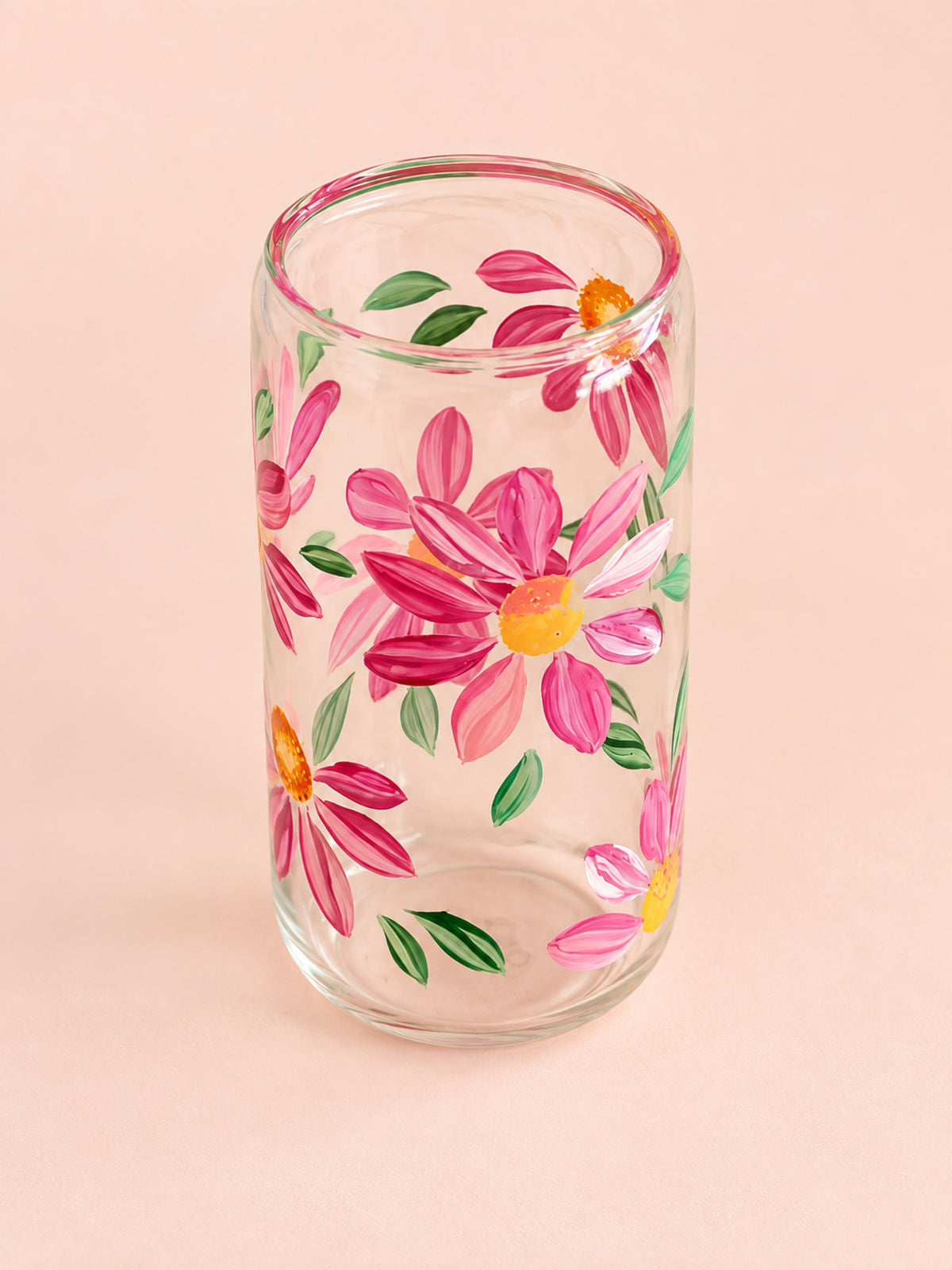 Hand-painted Iced Coffee Glass - Spring Blossom