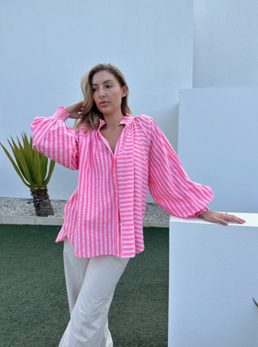 Relaxed Stripe Top - Pink