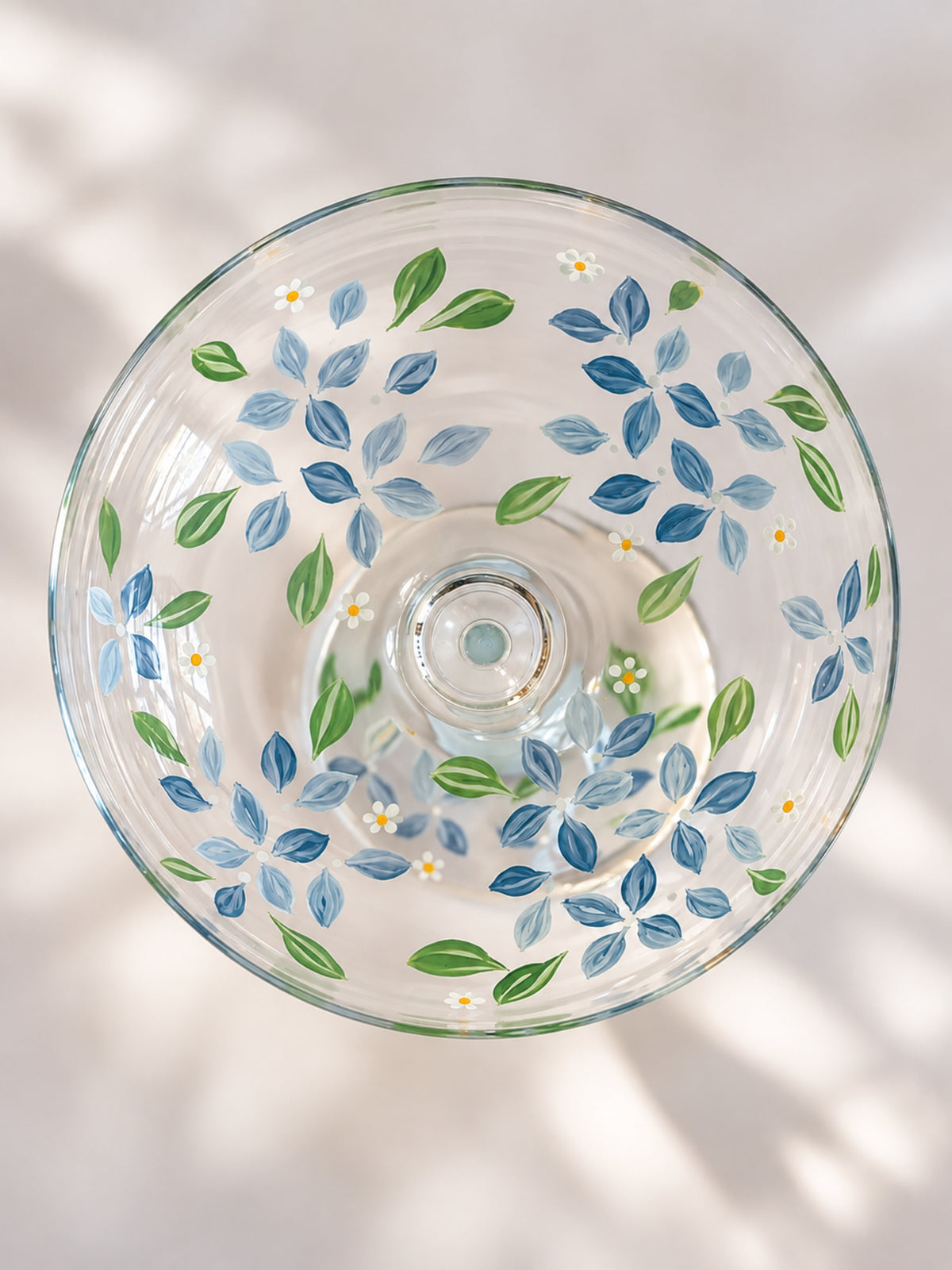 Hand-painted Coupe Glass - Spring Hydrangea