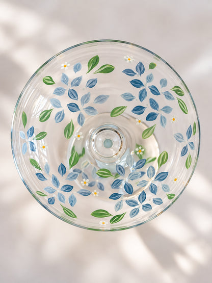 Hand-painted Coupe Glass - Spring Hydrangea