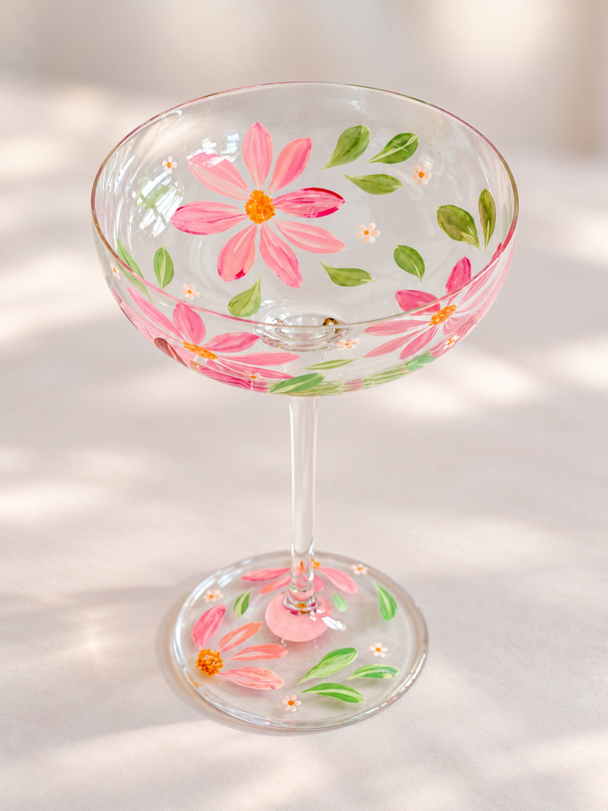 Hand-painted Coupe Glass - Spring Blossom