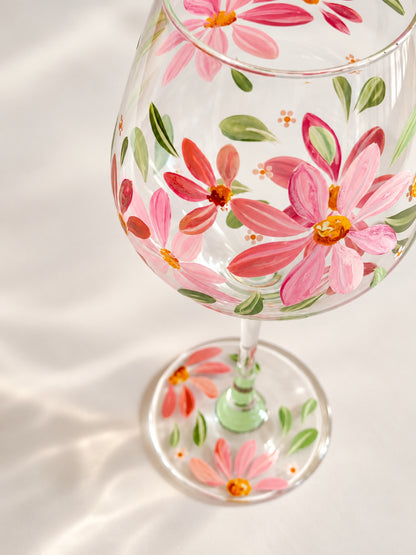 Hand-painted Wine Glass - Spring Blossom