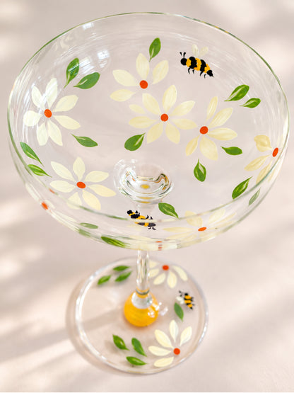Hand-painted Coupe Glass - Spring Garden