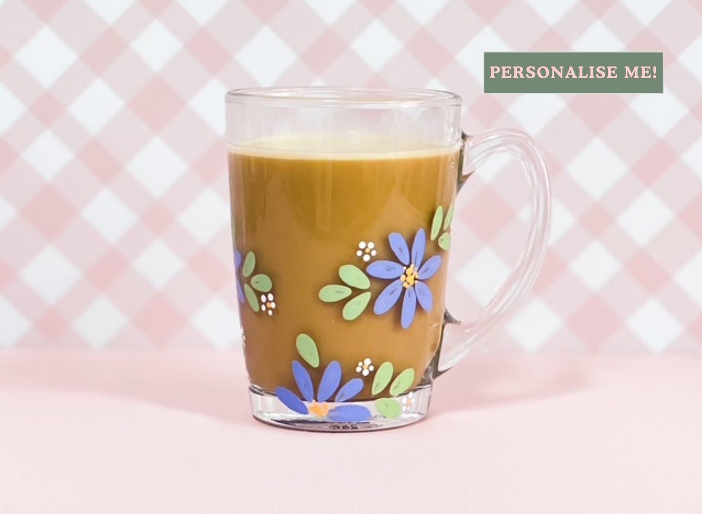 Hand-Painted Coffee Mug - Blossom Cornflower Blue | Personalise Me!