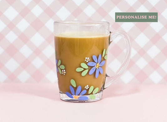 Hand-Painted Coffee Mug - Blossom Cornflower Blue | Personalise Me!