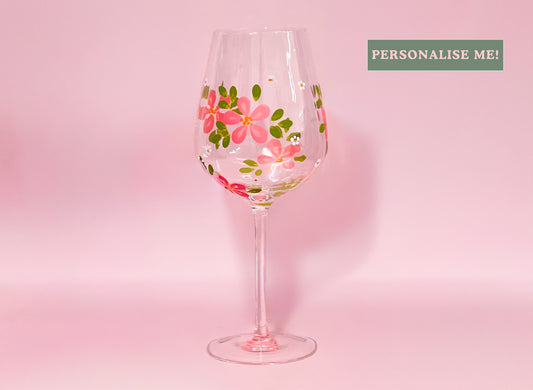Hand-painted Ripple Wine Glass - Blossom Peach | Personalise Me!