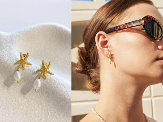 Starfish Pearl 18K Gold Plated Earrings