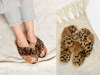 Skylar Fluffy Slippers - Leopard Multi