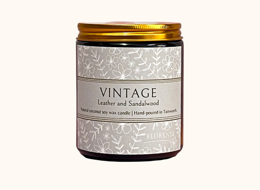 Amber Candle | Vintage (Leather + Sandalwood)