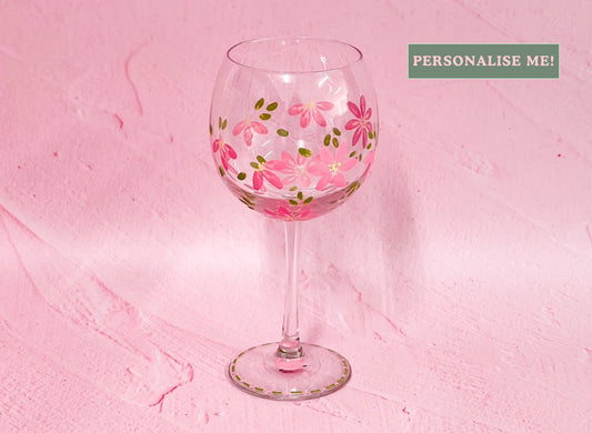 Hand-painted Bowl Wine Glass - Blossom Petal (Upcycled Glass) | Personalise Me!