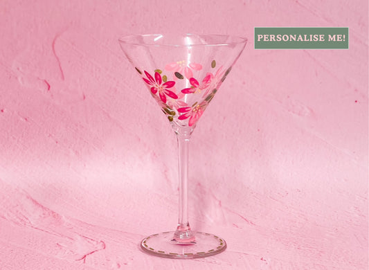 Hand-painted Martini Glass - Blossom Petal (Upcycled Glass) | Personalise Me!