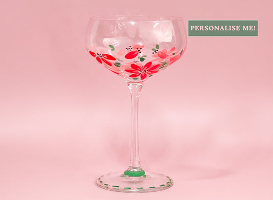 Hand-painted Coupe Glass - Blossom Coral | Personalise Me!