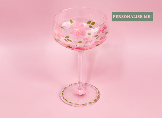 Hand-painted Coupe Glass - Blossom Petal | Personalise Me!