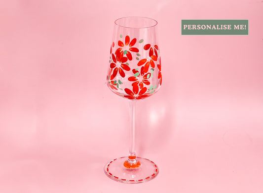 Hand-painted Wine Glass - Blossom Showgirl (Upcycled Glass) | Personalise Me!