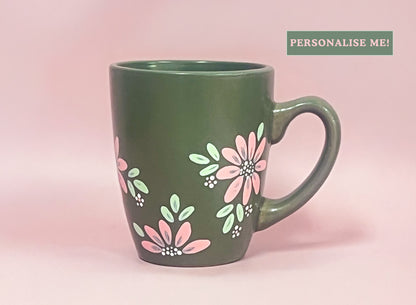 Hand-painted Stoneware Mug - Olive Bloom | Personalise Me!