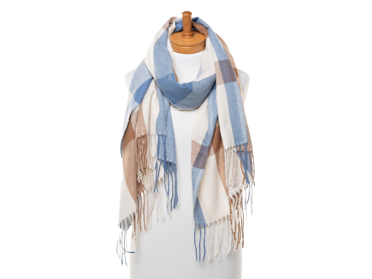 Plaid Scarf - Brown & Blue