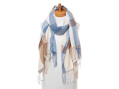 Plaid Scarf - Brown & Blue