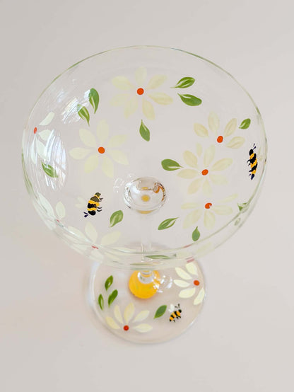 Hand-painted Coupe Glass - Spring Garden