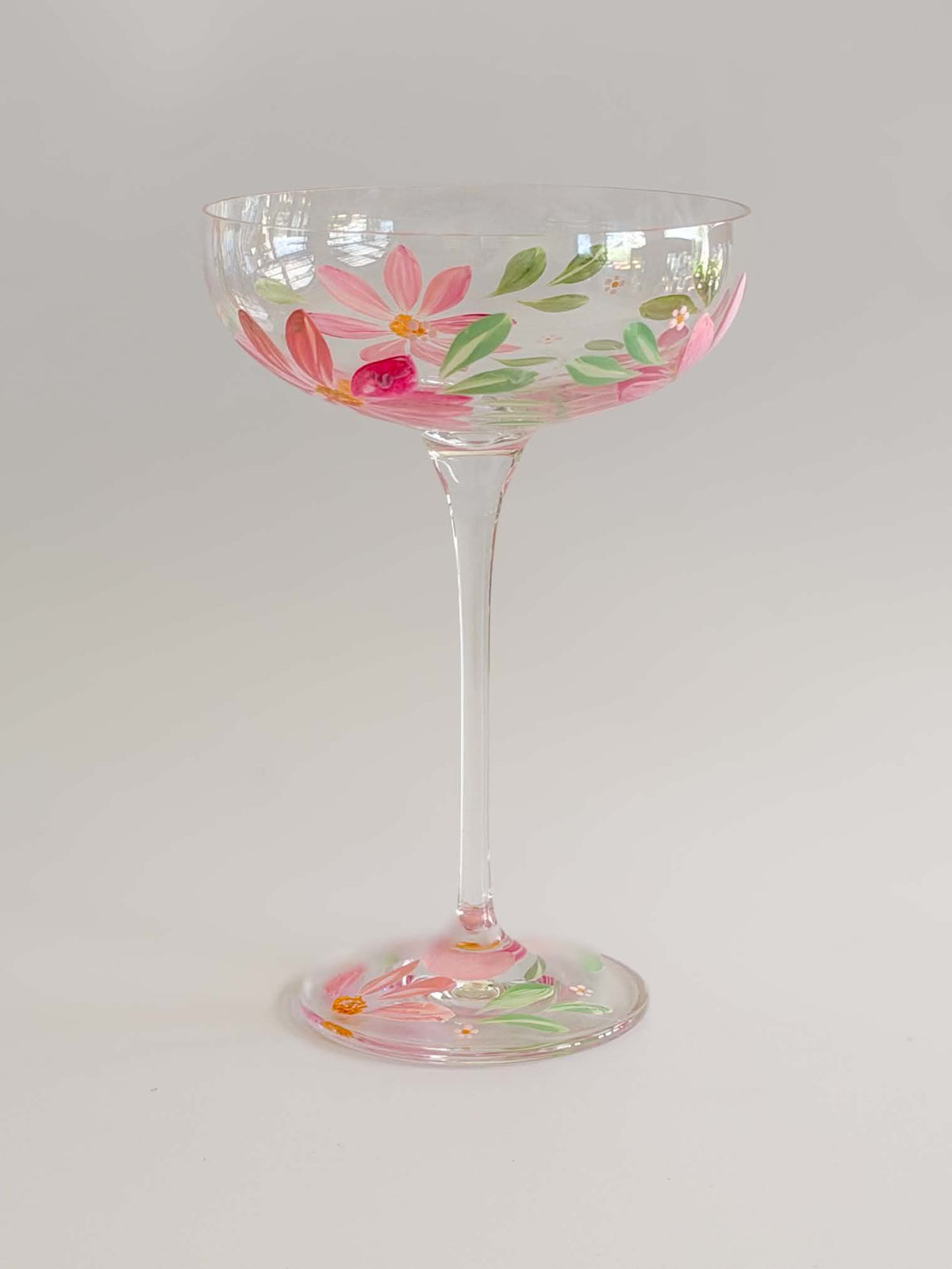 Hand-painted Coupe Glass - Spring Blossom