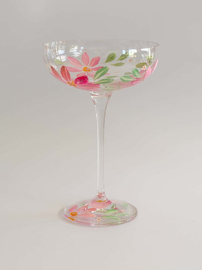 Hand-painted Coupe Glass - Spring Blossom