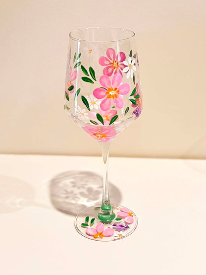 Hand-painted Wine Glass - Rosalie