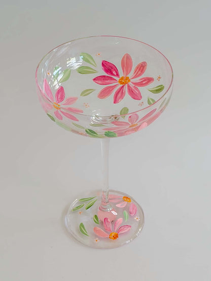 Hand-painted Coupe Glass - Spring Blossom