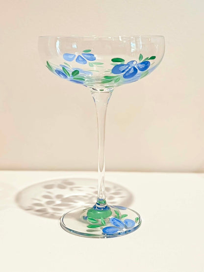 Hand-painted Coupe Glass - Bluebell