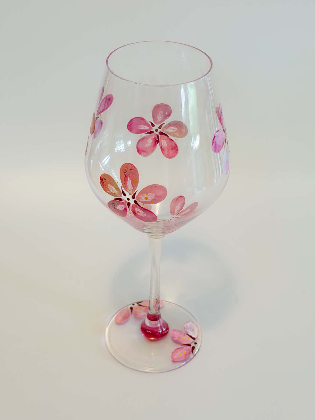 Hand-painted Wine Glass - Cherry Blossom