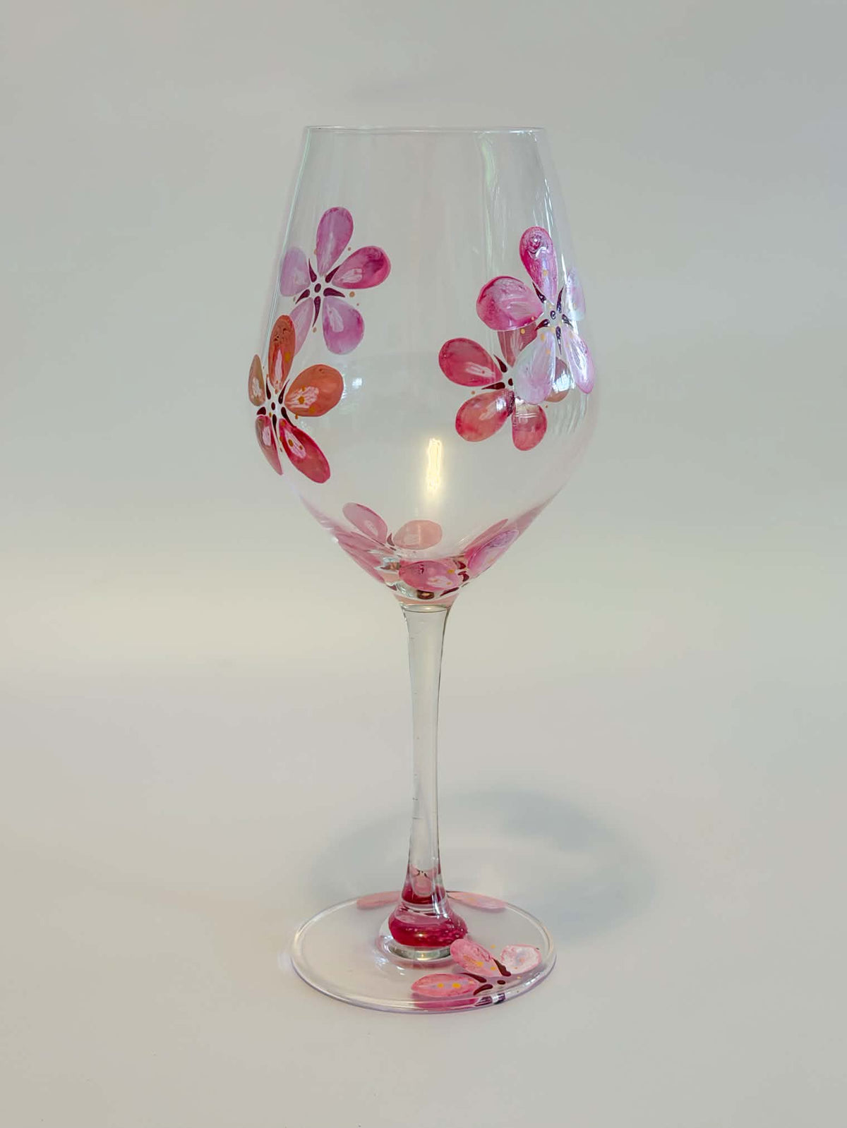Hand-painted Wine Glass - Cherry Blossom