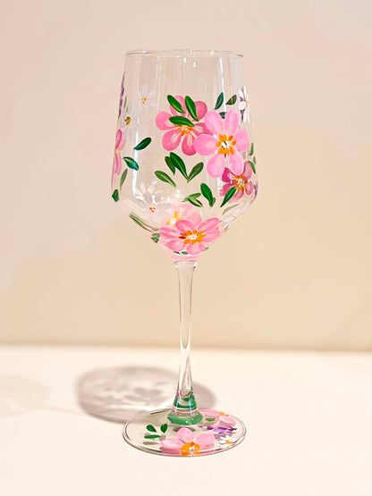 Hand-painted Wine Glass - Rosalie