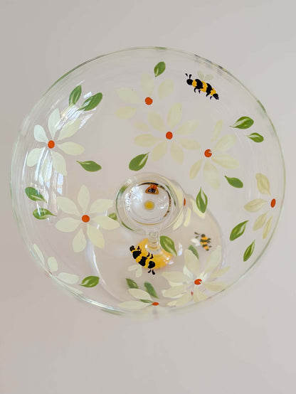 Hand-painted Coupe Glass - Spring Garden