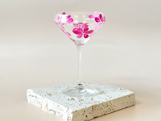 Hand-Painted Cocktail Glass | Geranium