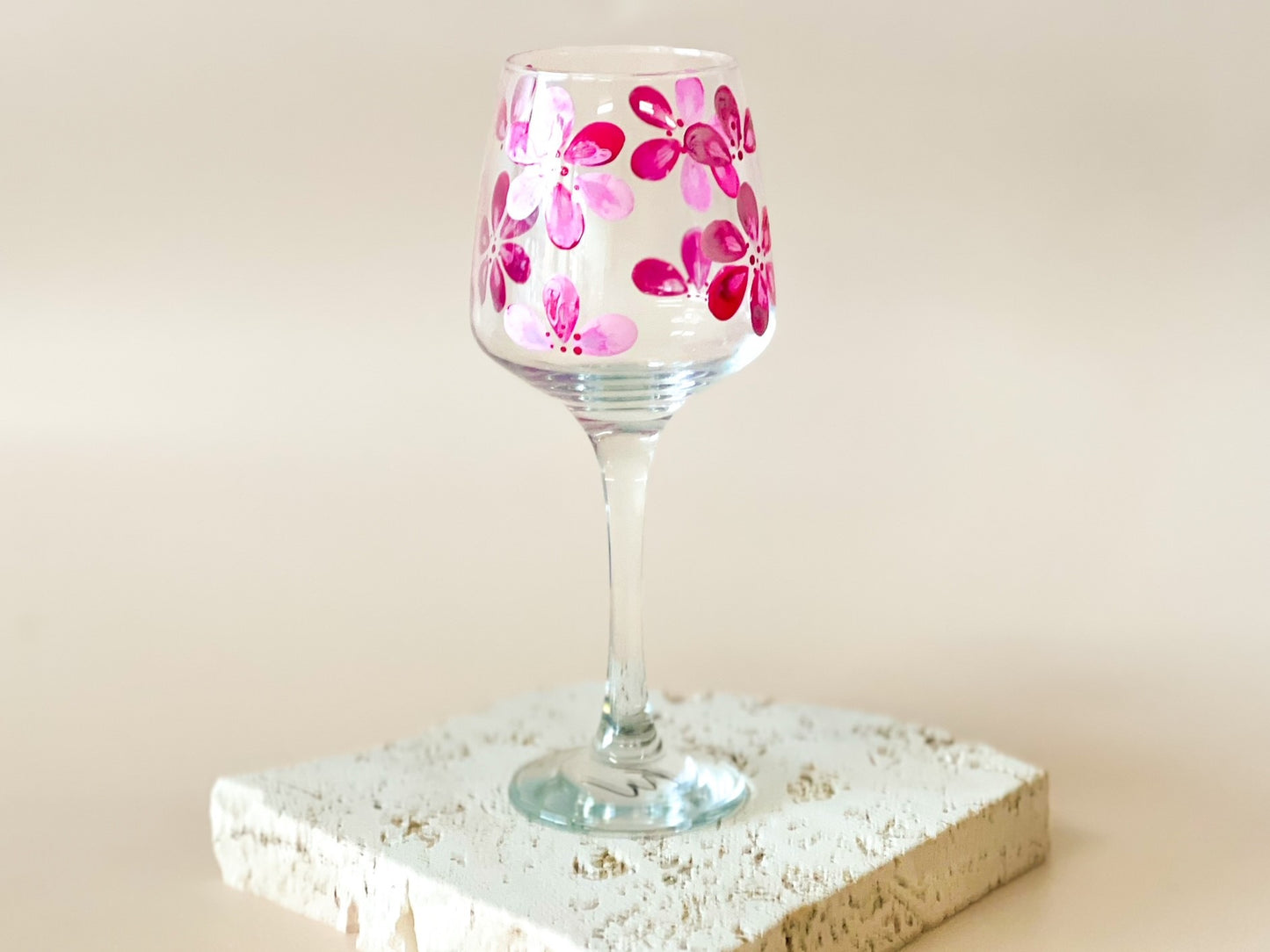 Hand-painted Wine Glass | Geranium