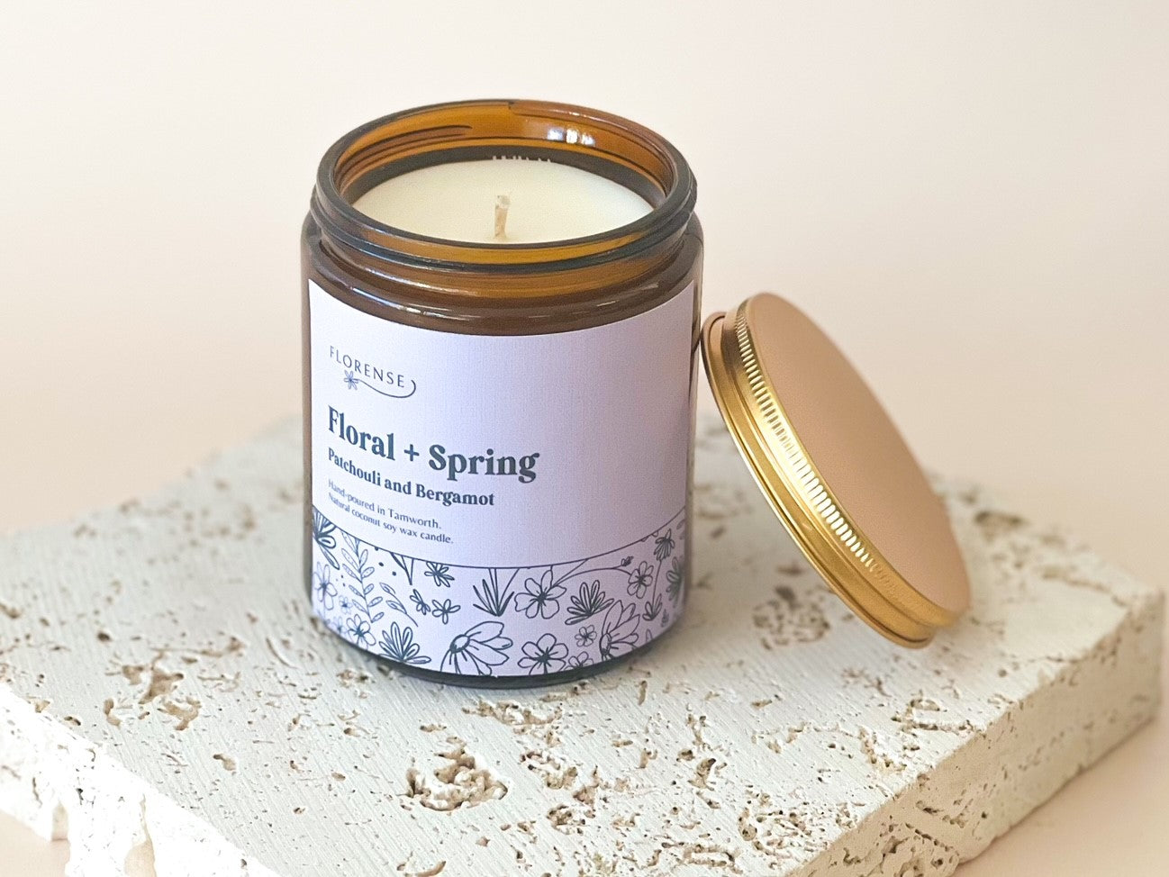 Amber Candle | Floral + Spring (Patchouli and Bergamot)