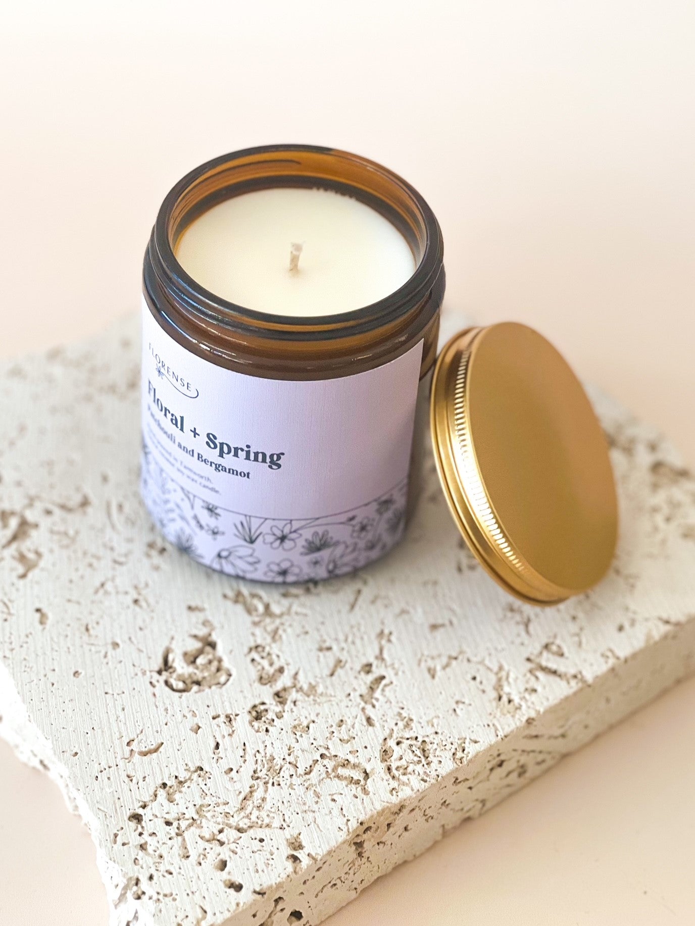 Amber Candle | Floral + Spring (Patchouli and Bergamot)