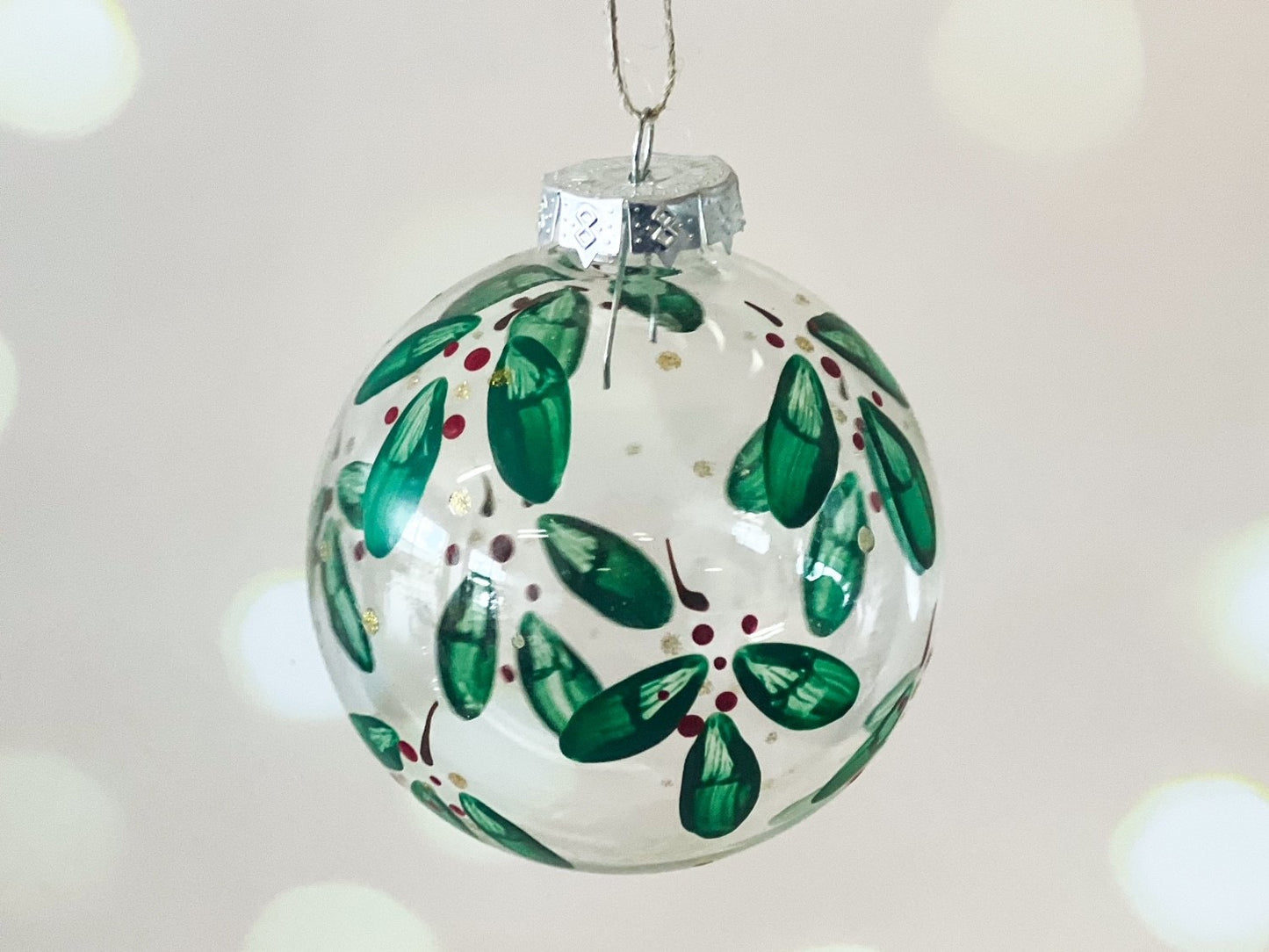Hand-painted Glass Bauble - Holly