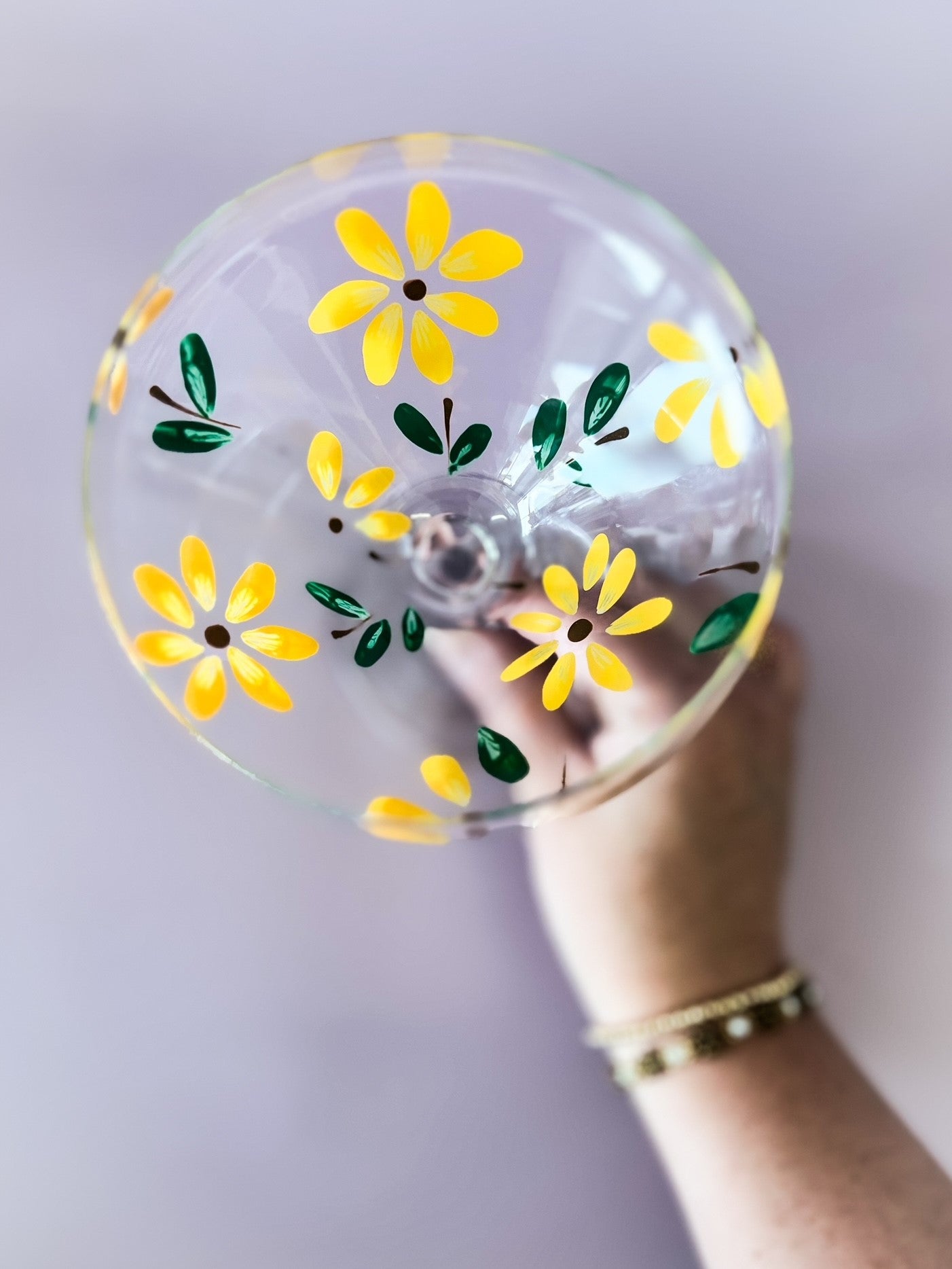 Hand-Painted Cocktail Glass | Sunflower Fields