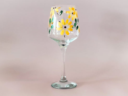 Hand-painted Wine Glass | Sunflower Fields