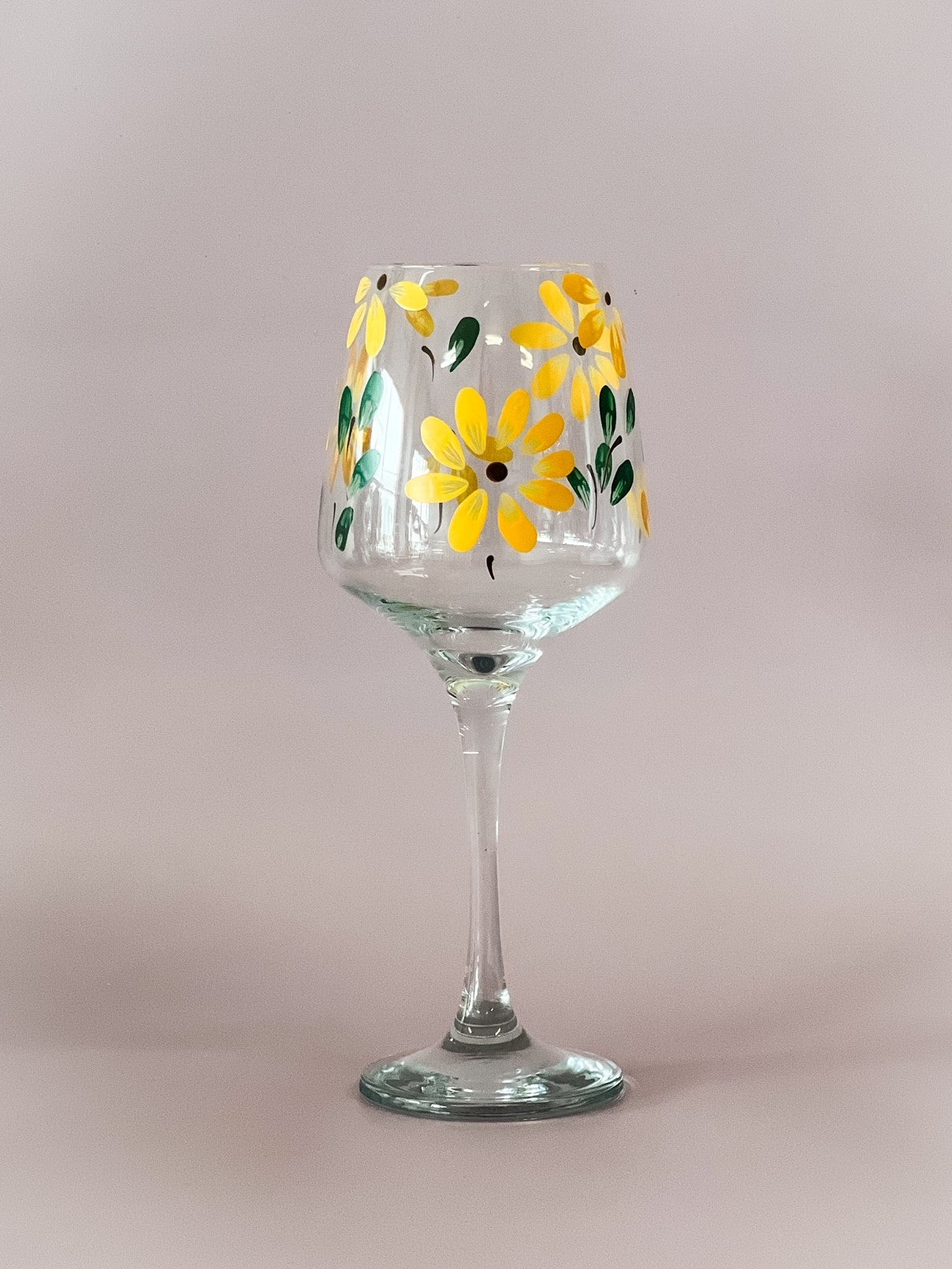 Hand-painted Wine Glass | Sunflower Fields