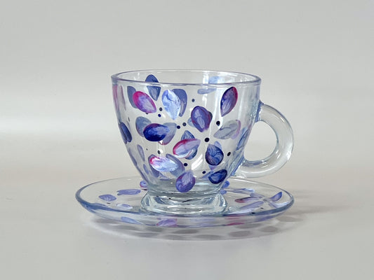 Hand-painted Teacup + Saucer | Hydrangea