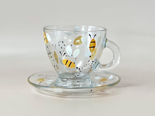 Hand-painted Teacup + Saucer | Bee 🐝