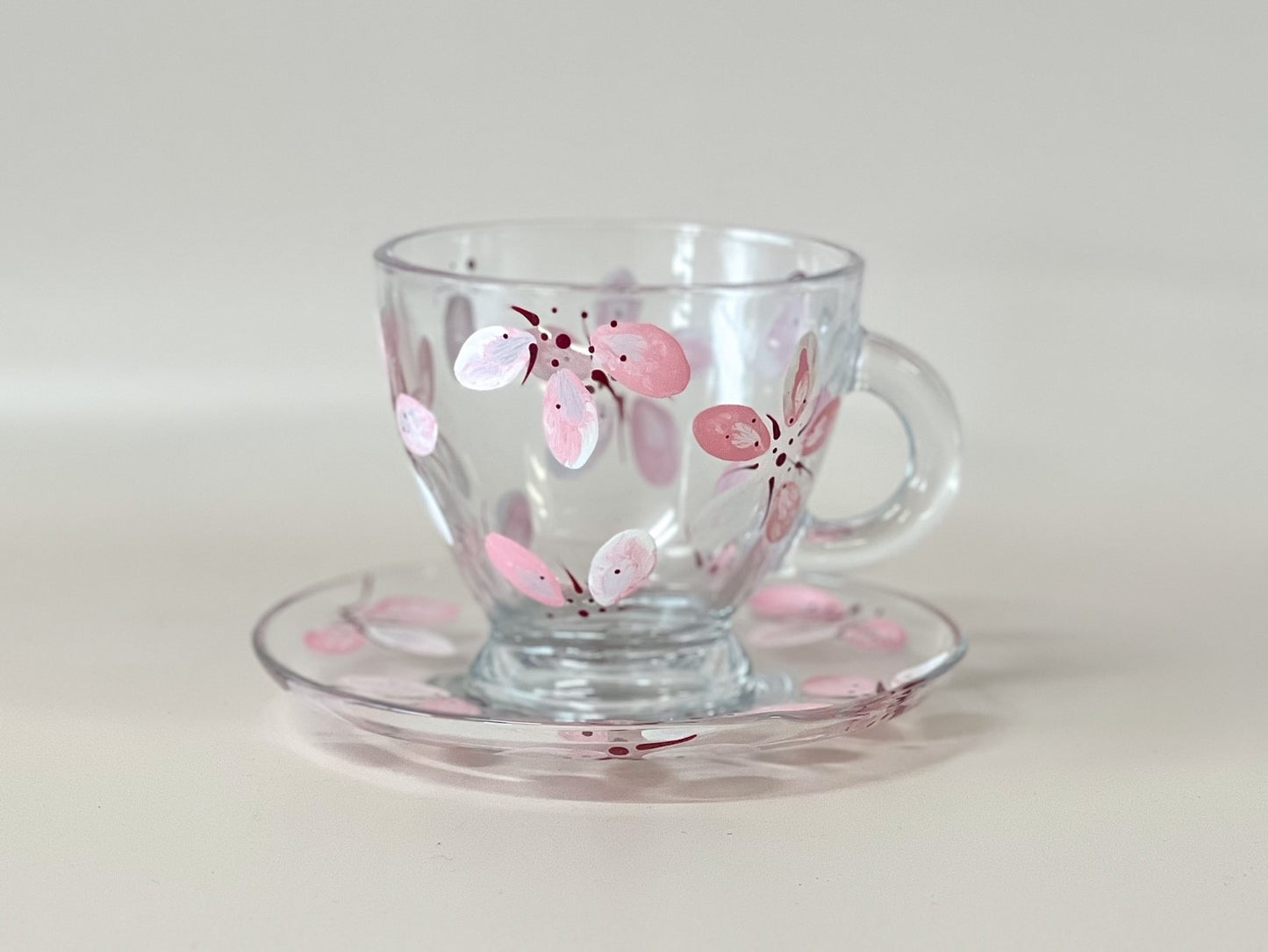 Hand-painted Teacup + Saucer | Cherry Blossom