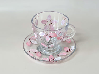 Hand-painted Teacup + Saucer | Cherry Blossom