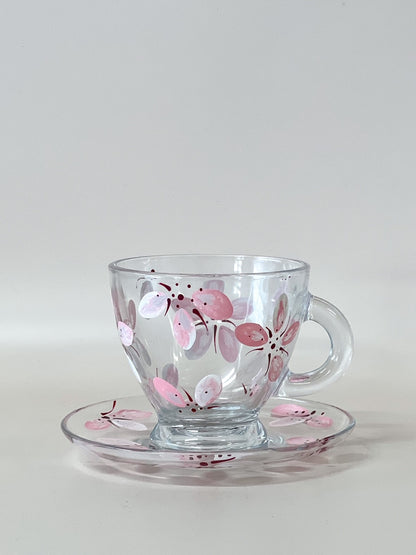 Hand-painted Teacup + Saucer | Cherry Blossom