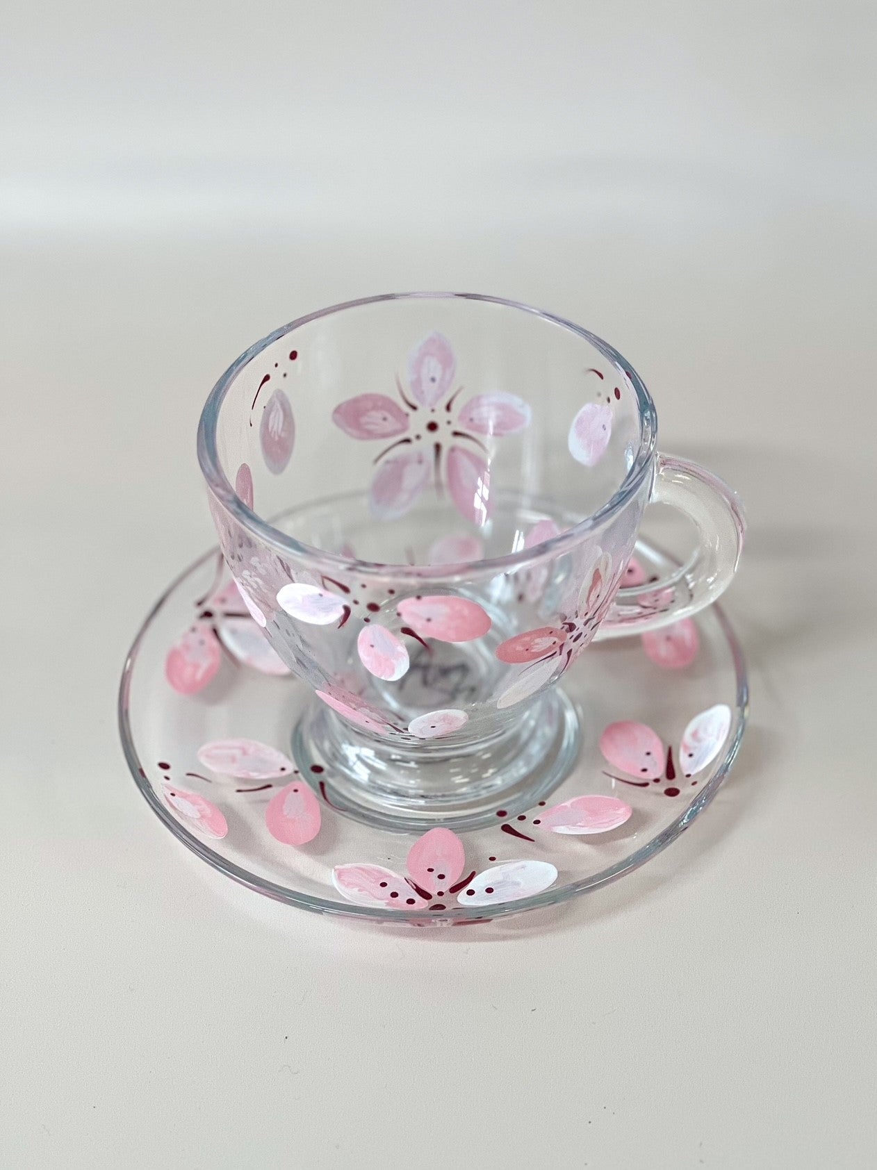 Hand-painted Teacup + Saucer | Cherry Blossom