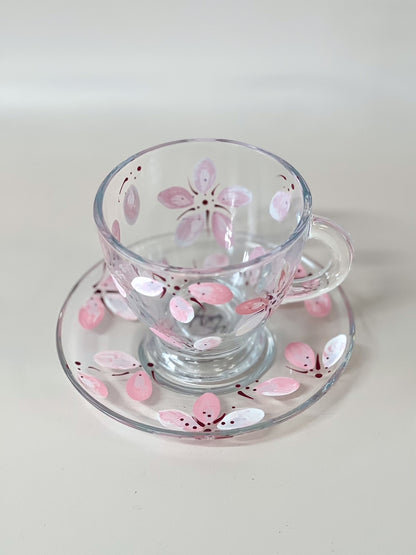 Hand-painted Teacup + Saucer | Cherry Blossom