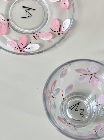 Hand-painted Teacup + Saucer | Cherry Blossom