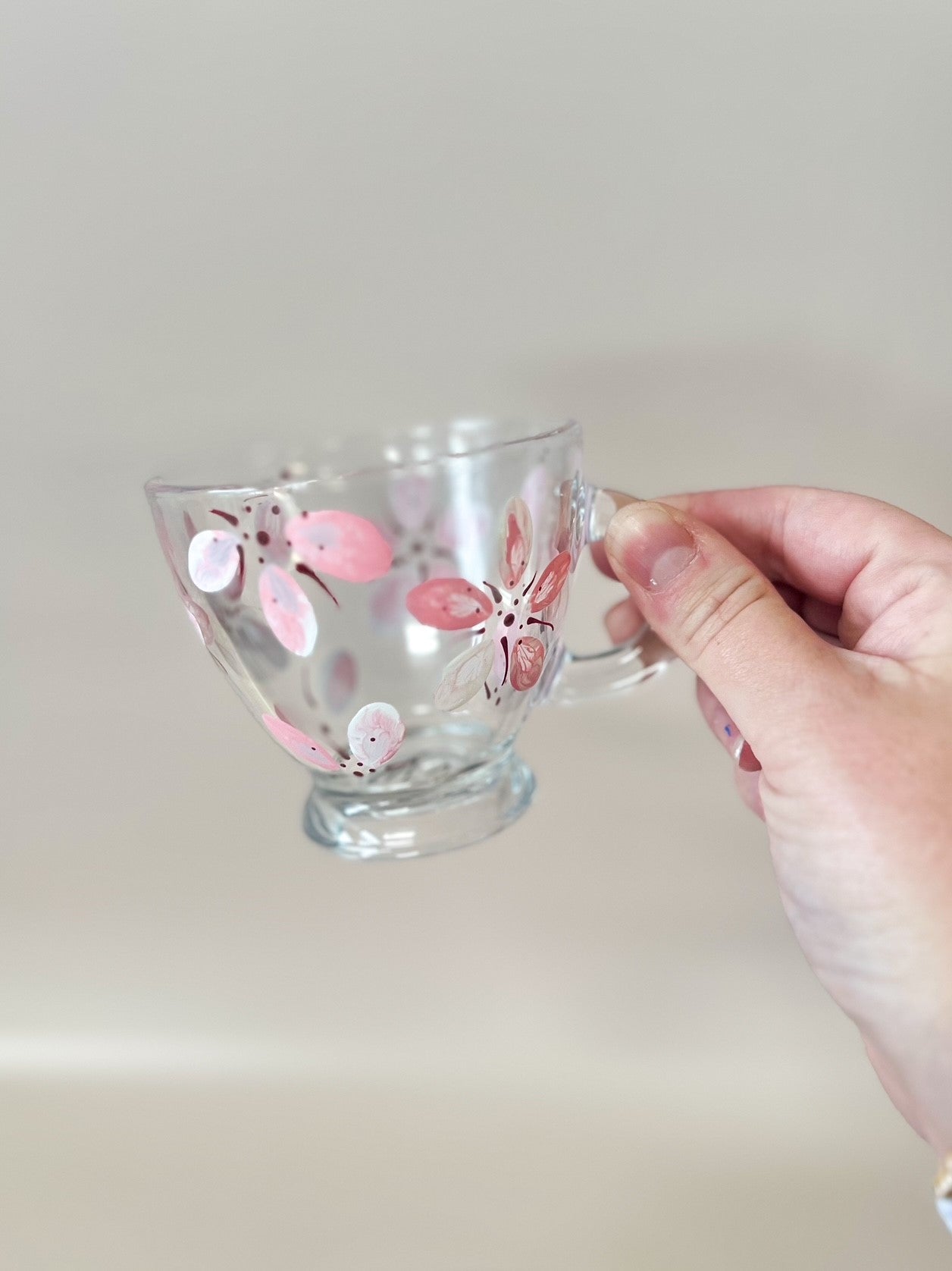 Hand-painted Teacup + Saucer | Cherry Blossom