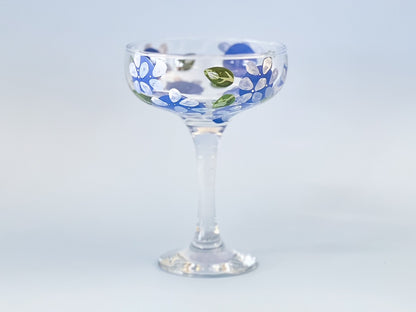 Hand-painted Coupe Glass | Hamptons Hydrangea